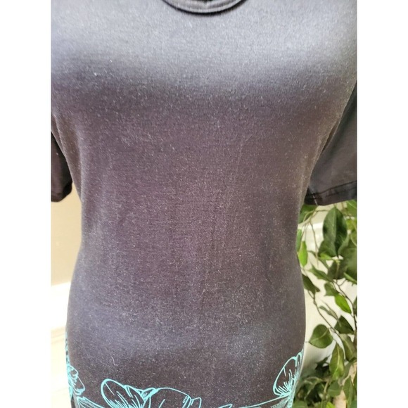 SHEIN Women Black & Blue Polyester Round Neck Short Sleeve Knee Length Dress L - Picture 3 of 11